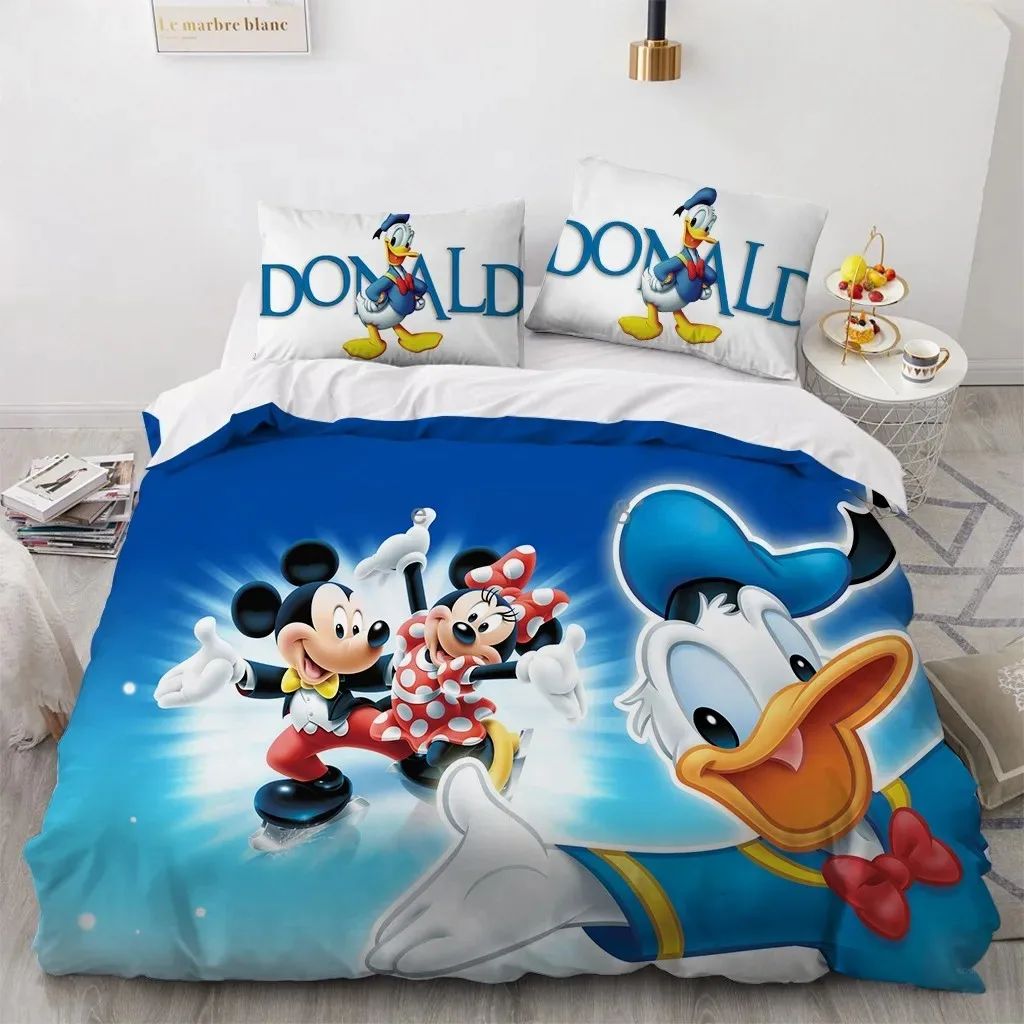 Disney Donald Duck Daisy Bedding Set Cartoon Blue Duvet Cove Children Gifts Twin Single Queen King Size