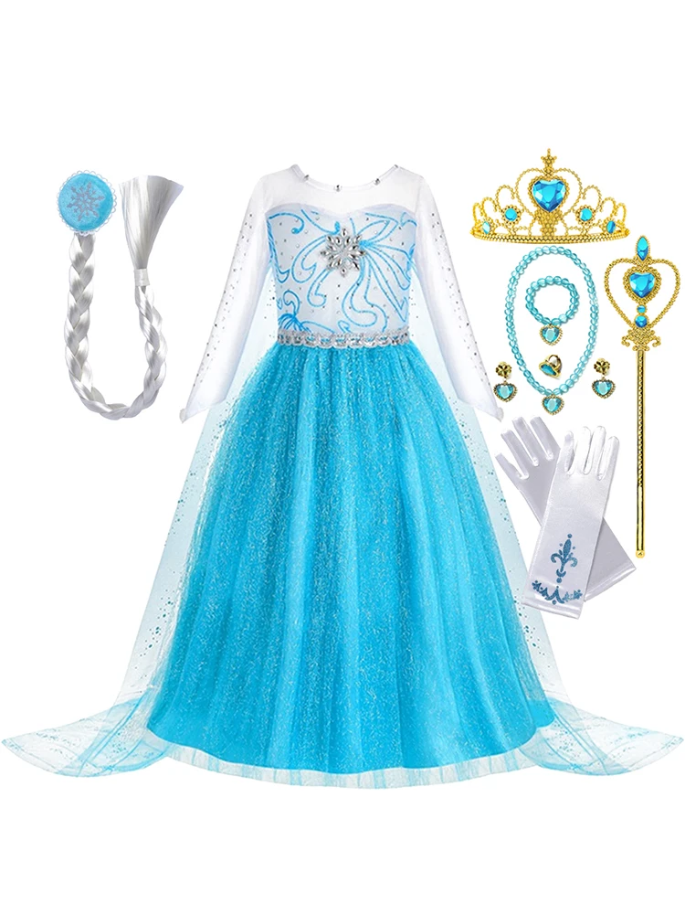Robe Elsa, costume de princesse, reine des neiges, robes de fête de Noël