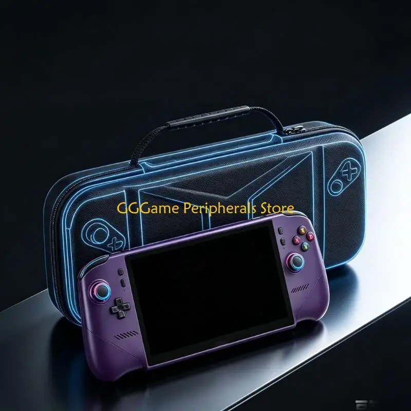 U55B Shaped Tray Carrying Case for 8 EX Ai+ Handheld Game Device With Hard Shell Body, Soft Lining, Small Item Storage, Shelf