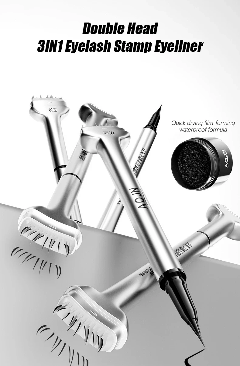 Quick Dry Double Head Eyelash Seal DIY Lower Lash Extension Stamp Eyeliner Waterproof Natural Simulation Eyelashes Makeup Tool