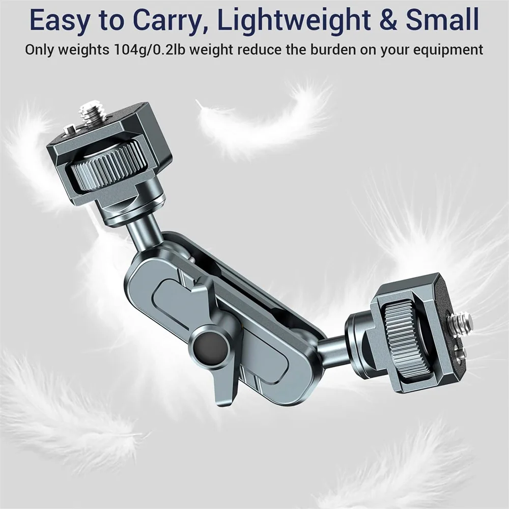 拡張マウント付きダブルボールマジックアーム,カメラ,ビデオ,マイク,ライト三脚,360, 1/4インチネジ,アップグレード用