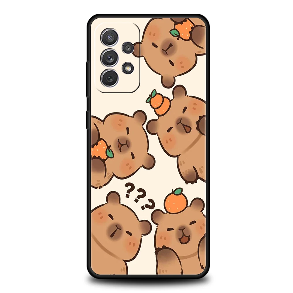 Cartoon Capybara Phone Case for Samsung Galaxy A14 A54 A34 A51 A71 A72 A73 A32 A52 A52S A01 A11 A21S A31 A41 5G Soft Shell Capas