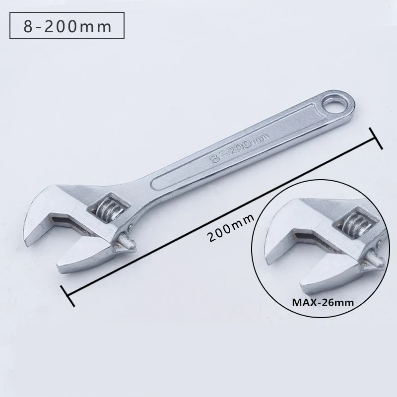 Universal Multifunctional Activity Short Handle Large Opening Adjustable Wrench Plumbing Installation Bathroom image 3
