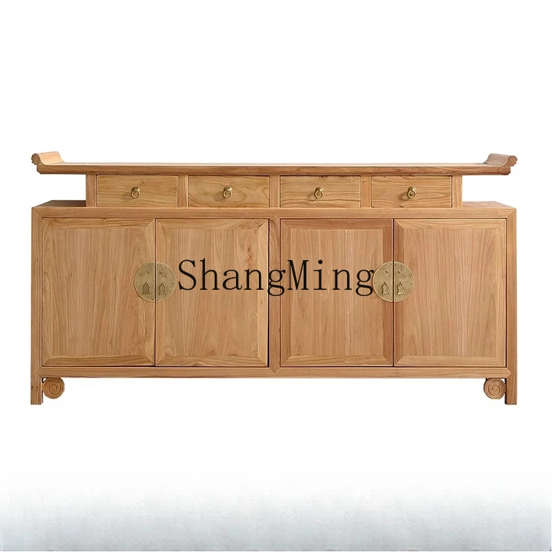 

ZYY solid wood new Chinese side cabinet old elm zen porch storage locker