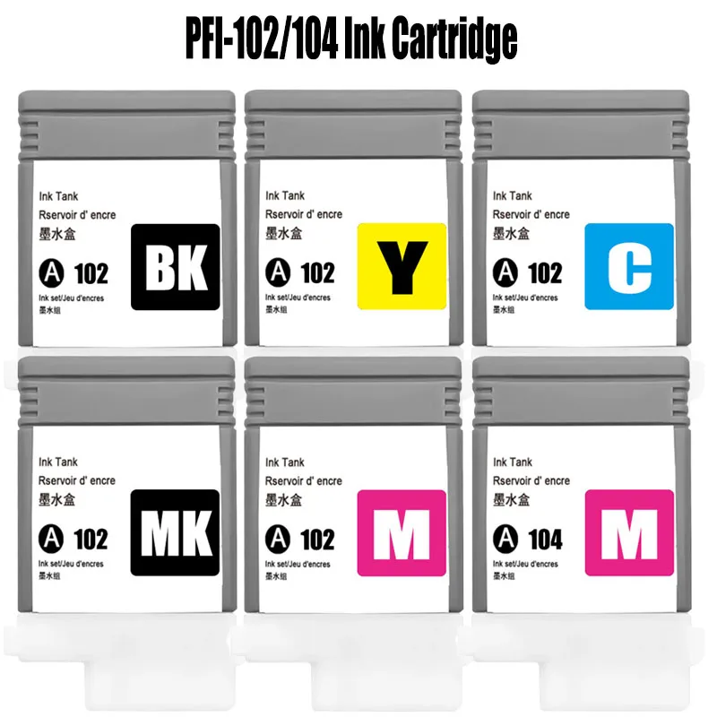 

Чернильный картридж PFI-102 PFI-104 для принтеров Canon IPF 500, 510, 600, 605, 610, 650, 655, 700, 710, 720, 750, 755, 760, 765