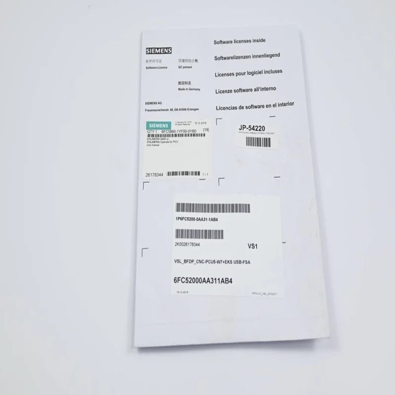 

Оригинальная лицензия на программное обеспечение 6FC58601YF000YB0 для промышленной автоматизации ПЛК