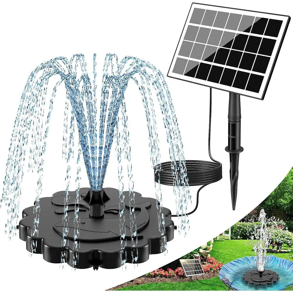 

3.5W Submersible Water Pump Kit with Stake & 4 Anti-Drift Rods, 9.8T Cable, 8 Nozzles for Bird Bath, Garden, Backyard, Fish Tank
