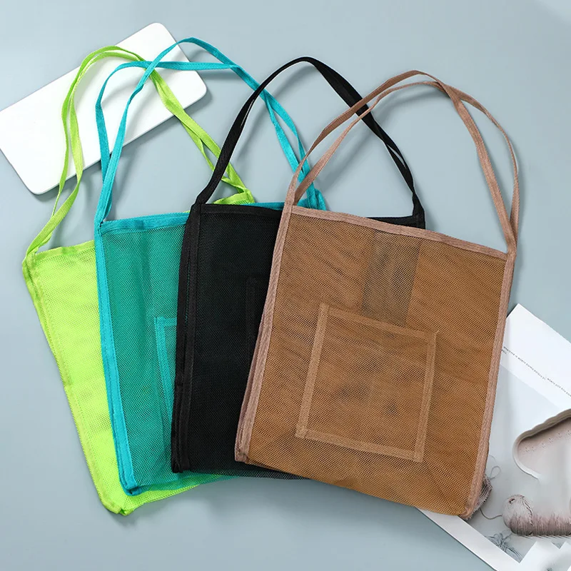 Bolsa de ombro feminina de grande capacidade, bolsa de praia para viagem à beira-mar, estilo férias, malha, nova, 2022