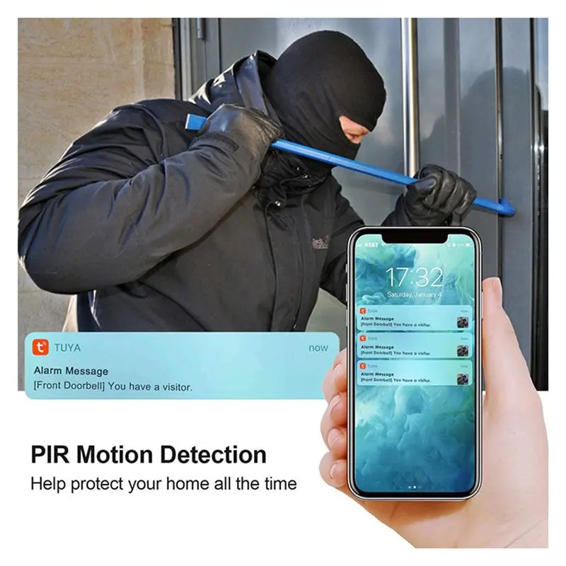 GROCE-Mobile Phone Compatible Waterproof PIR Human Detection Visual Doorbell Real-Time Video Push Voice Intercom Intelligent Sys