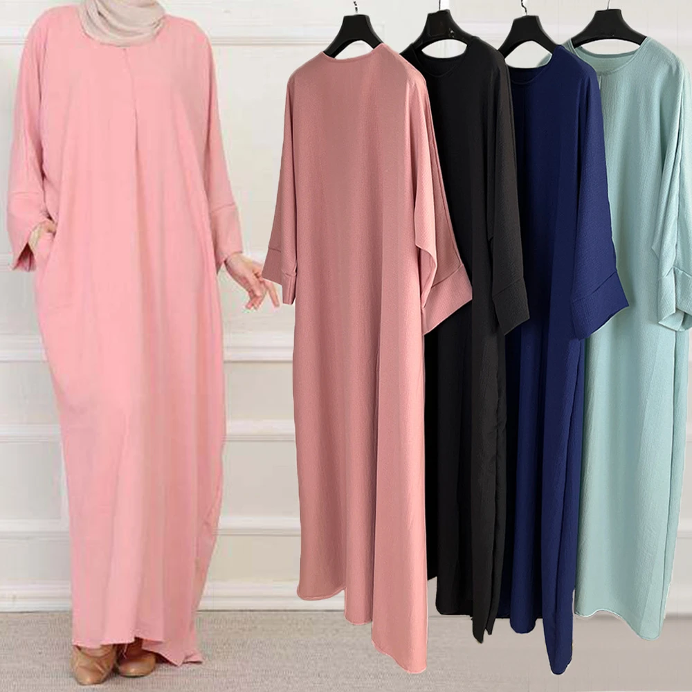 

Modest Casual Abaya for Women Muslim Long Maxi Dress Turkey Arab Robe Kaftan Islamic Dubai Khimar Eid Ramadan Prayer Abayas Gown