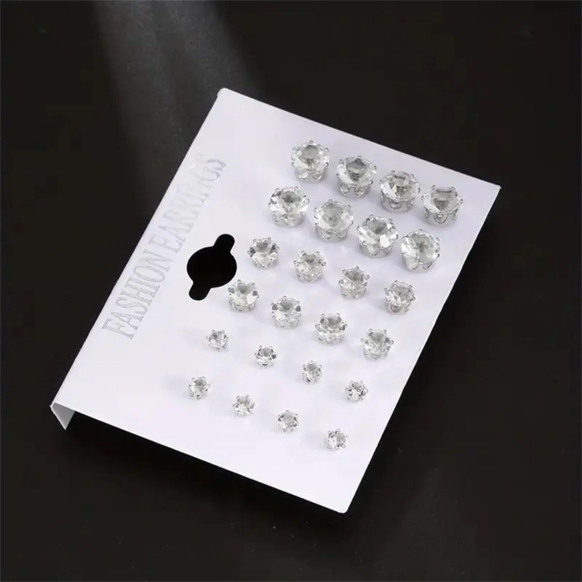 12 Pairs Set Stainless Steel Stud Earrings with Gemstone Buds Round Earrings Unisex image 4