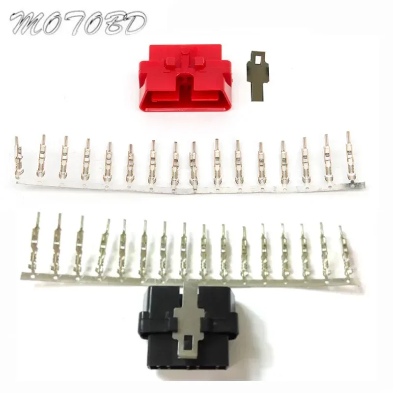 Red Assembly 16Pin obd2 Connector OBD2 16Pin Male Connector OBD Wire Sockets Connector obd ii Adapter with Tracking Number