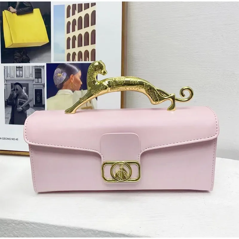 Women Luxury Brand Design Leather Shell Bag 2023 New Ladies Metal Buckle Simple Fashion Shoulder Bag Party Commuting Oblique Bag