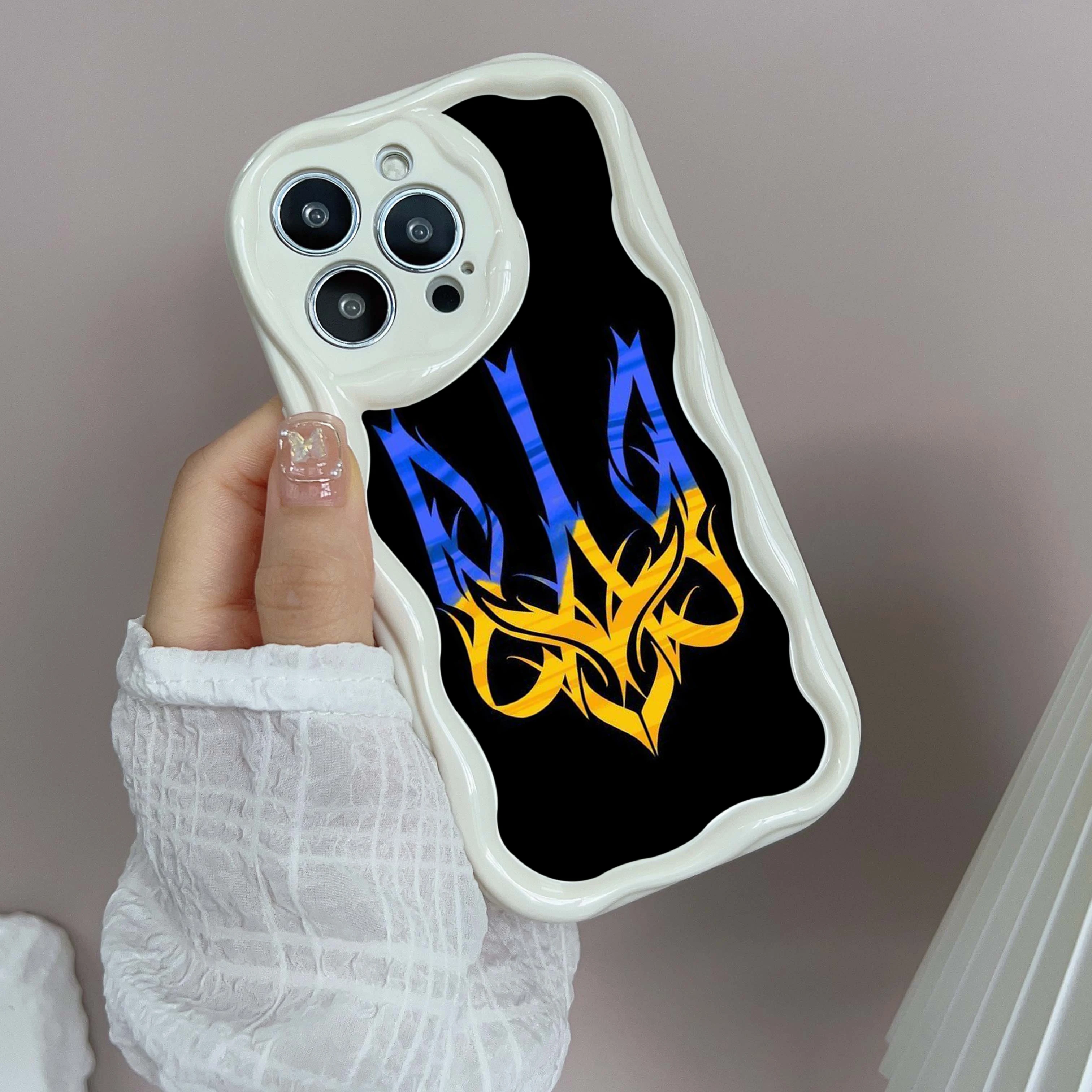 for iPhone 16 Pro Max Phone Case Cream pattern Wave edge TPU Soft Phone Cases for iPhone 16 Plus SS155 Ukraine national emblem