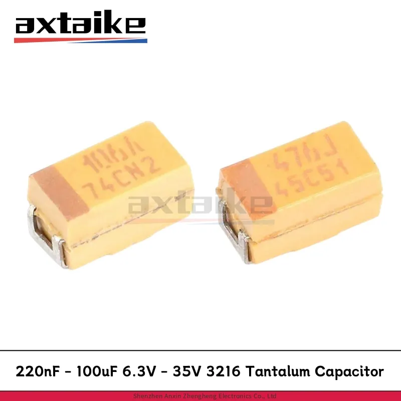 

10PCS 6.3V-35V 220nF-100uF 3216 16V 25V 10uF 2.2uF 4.7uF 47uF 105C 335C 475D 106A 226J 476A 107J SMD Polymer Tantalum Capacitor