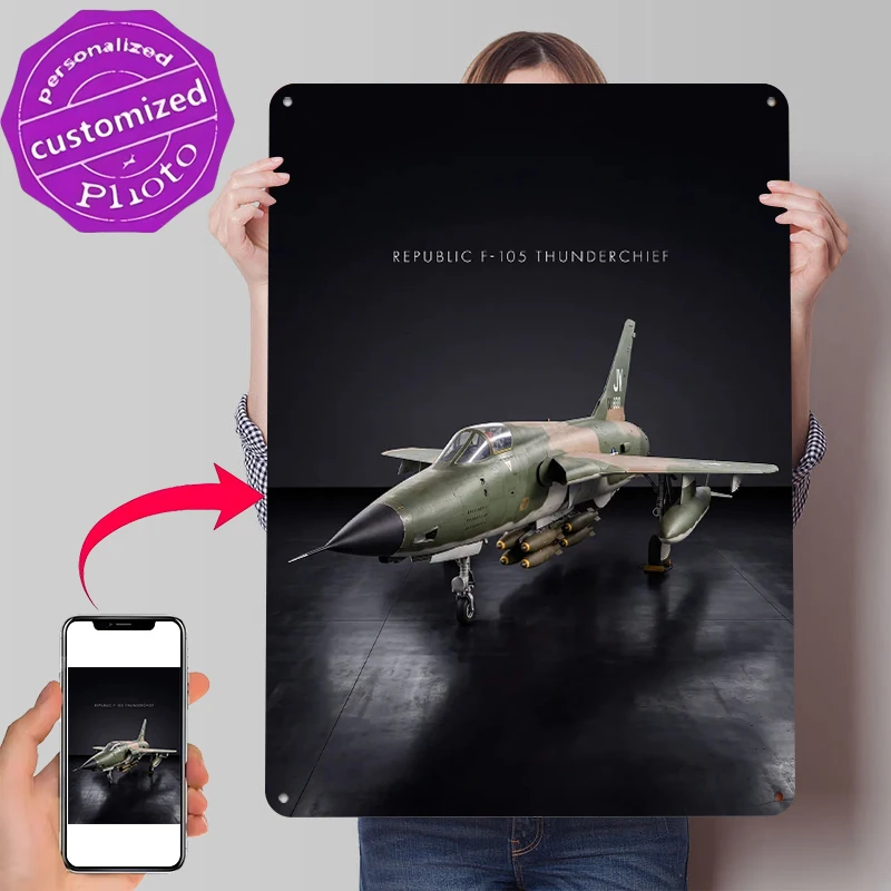 

Republic F-105 Thunderchief Tinplate Poster Wall Art Retro Vintage Metal Signs for Fans Garage Decoration Room Man Cave Decor