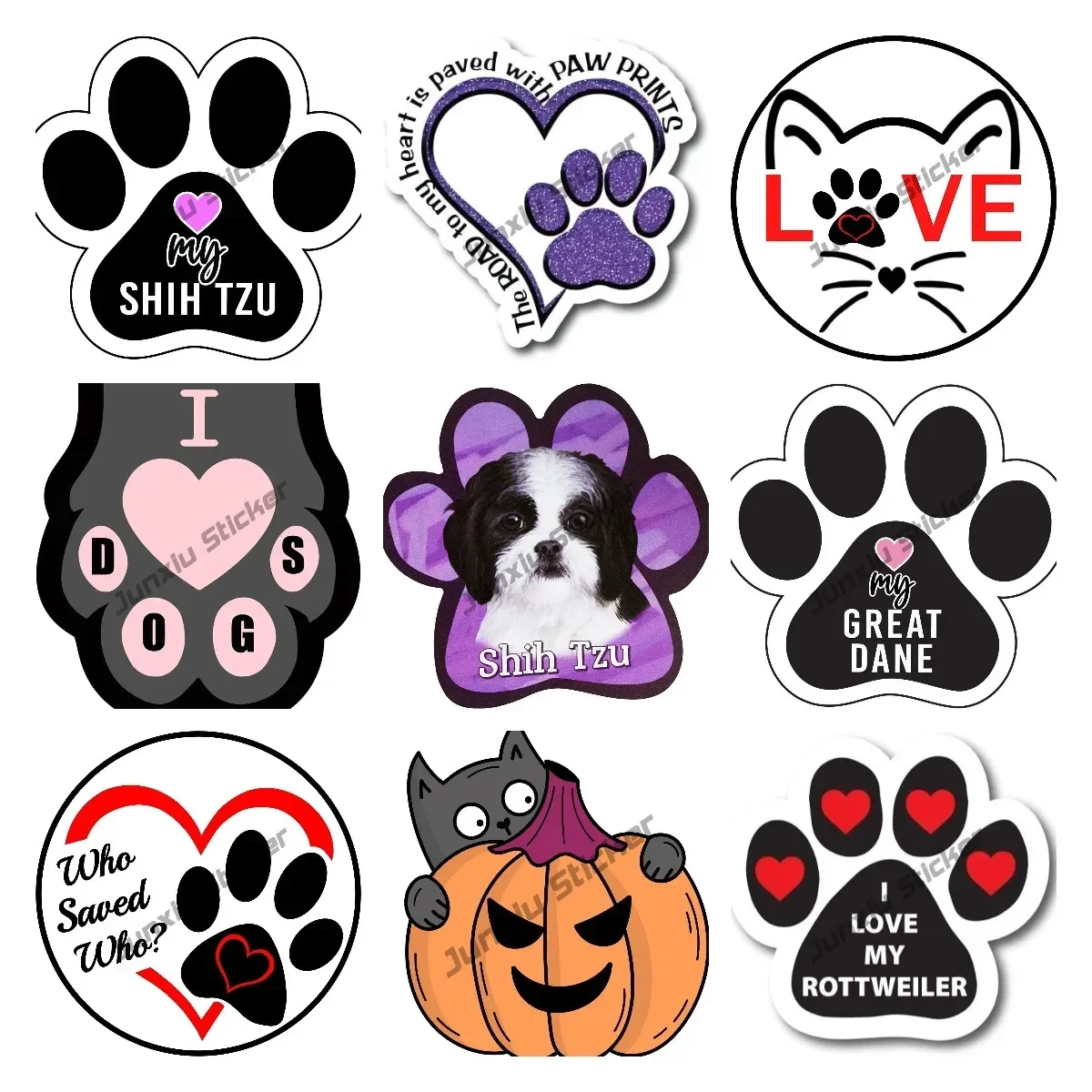 

Cat Paw Decal Dog Sticker Who Saved Who Bumper-Sticker Cute Paw Lovers Pet Owners Vinyl Decal for Car Window Station Sign Decor