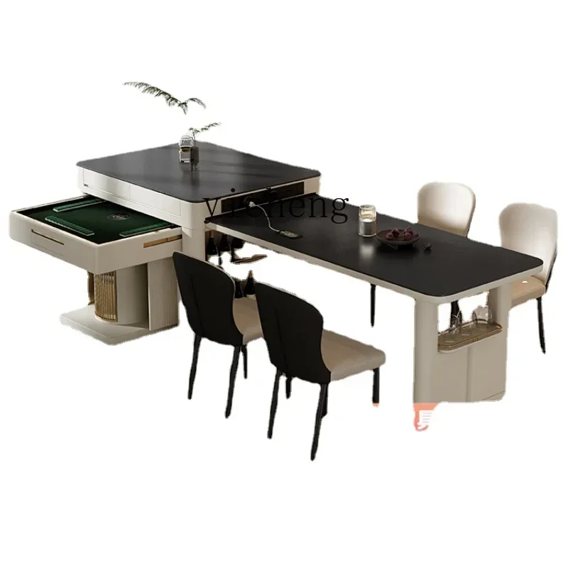 v9.10-Mahjong Table Retractable Stone Plate Island Table One-Piece Dual-Use Small Apartment Fully Automatic