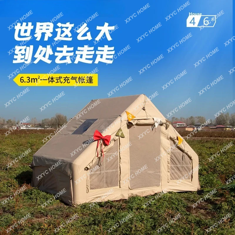 

LOutdoor inflatable tent, exquisite camping, free of construction, thickened cotton camping, multi-person rainproof camping