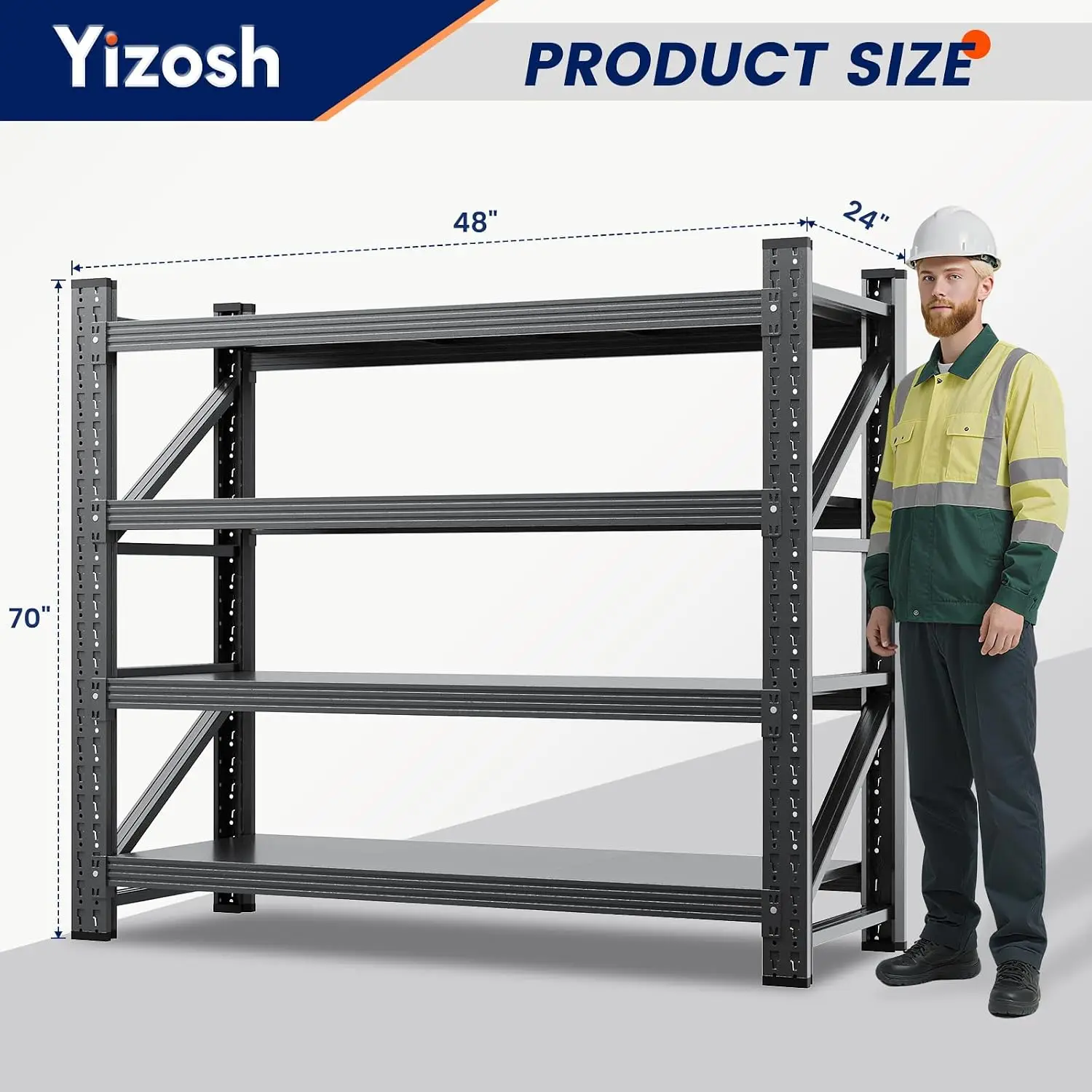 Metal Garage Storage Shelves Heavy Duty Adjustable Steel Rack 48