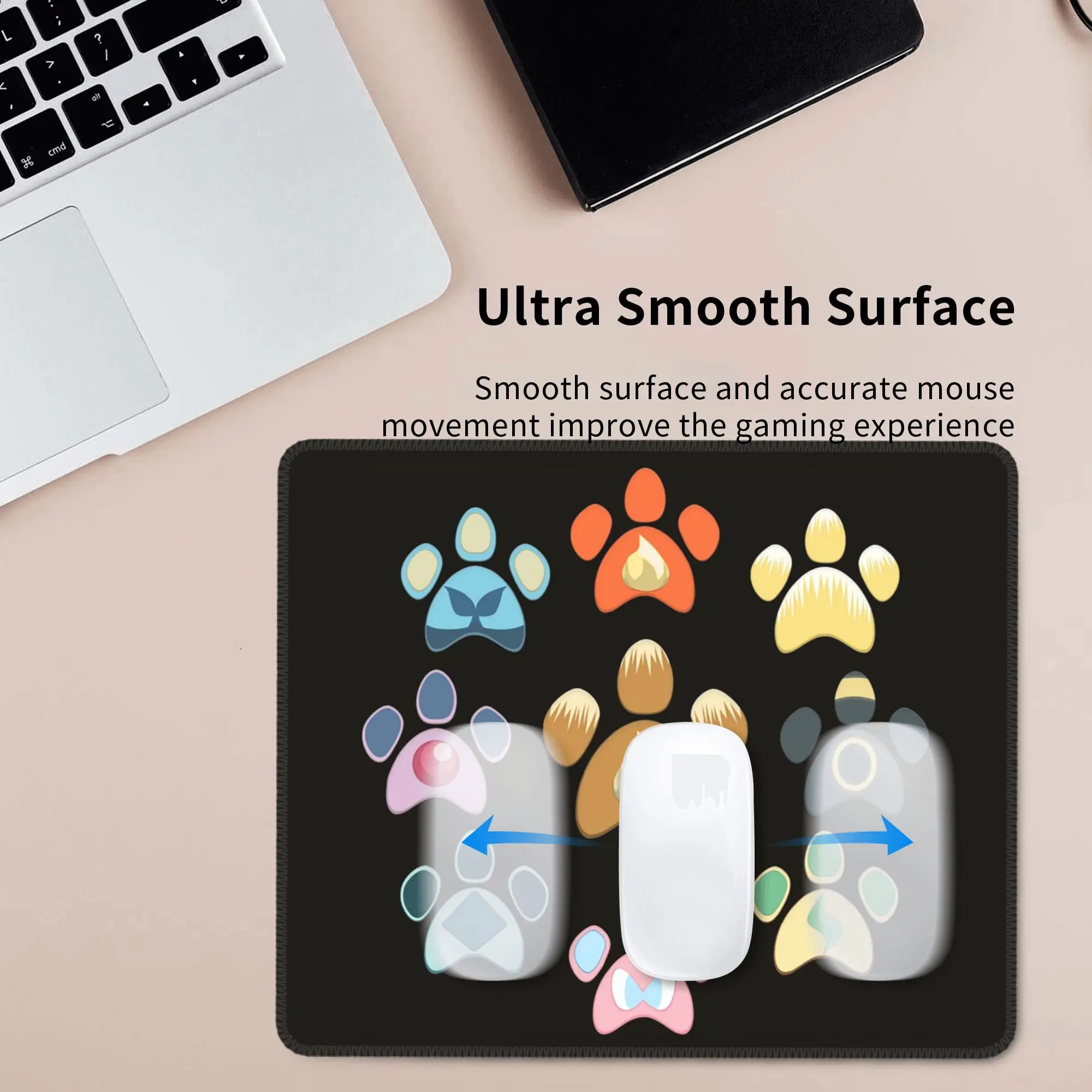 Eeveelution Pawprints マウスパッドコンピュータキーボードマウスマットゲーム PC ラップトップデスクマットオフィスアクセサリーテーブルマット