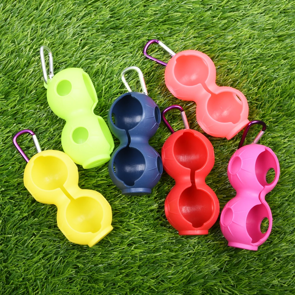 1Pcs Golf Ball Protective Cover Soft Silicone Waist Holder Double Fall Resistant Keyring Golfing Accessories For 2 Balls