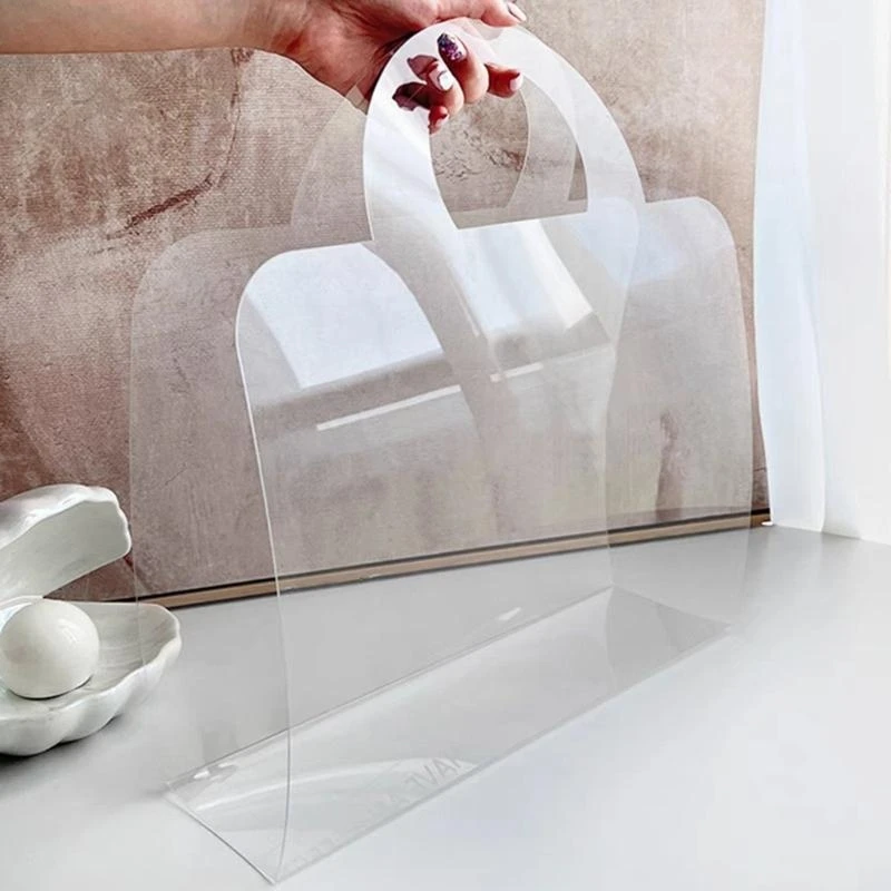 

652F Acrylic Handheld Flower Box Gift Wrapping Bags with Handles Reusable Bags for Bachelorette Bridesmaid Wedding