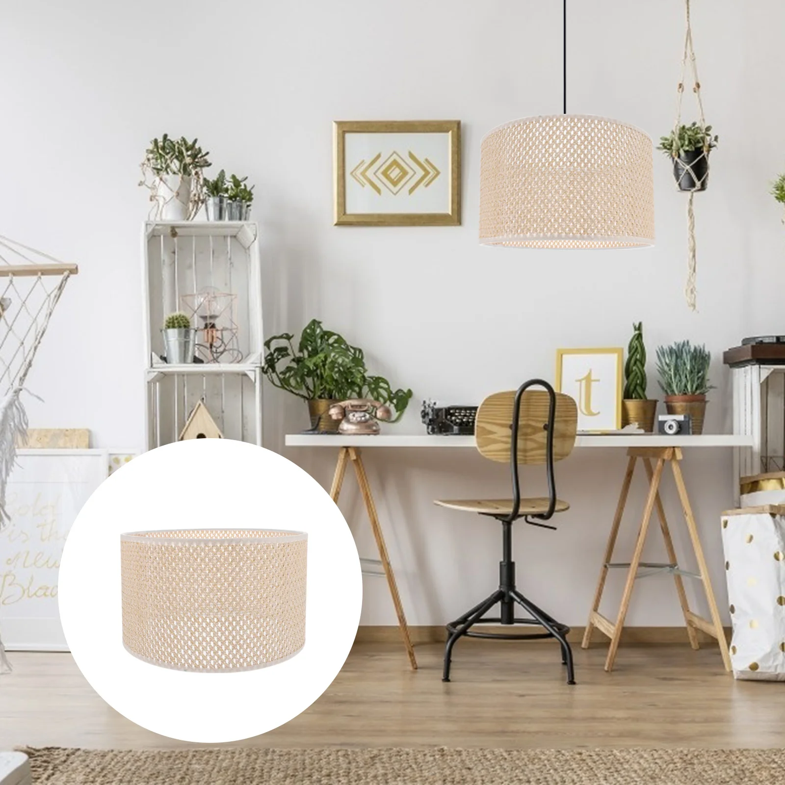 

1Pcs E27 Modern Style Imitation Rattan Woven Lampshade Home Decorative Light Accessory Lamp Shade Lamp Cover Household Lampshade