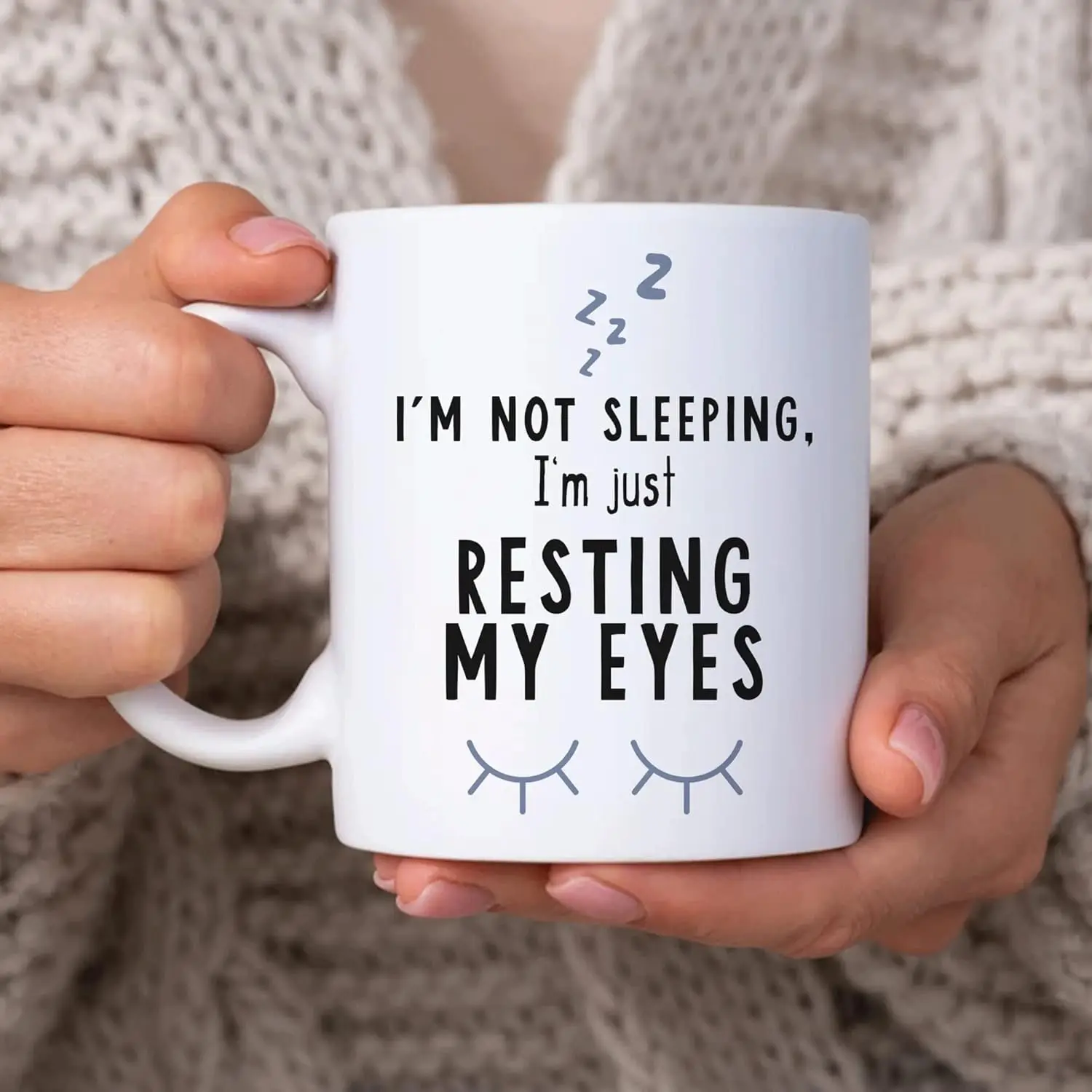 

Funny Dad Gifts for Dad Stepdad - Birthday Christmas Father's Day - Not Sleeping Just Resting Eyes 11oz White Ceramic Coffee