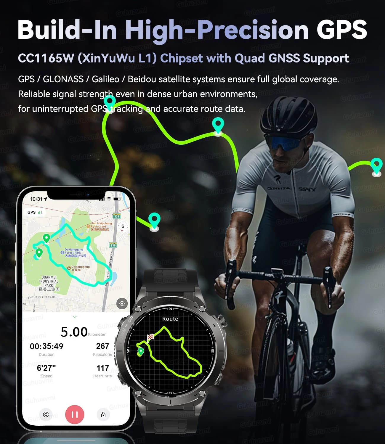 2025 جديد ثنائي النطاق Beidou موقف ساعة ذكية المدمج في ثنائي النطاق GNSS البوصلة معدل ضربات القلب 10ATM مقاوم للماء ساعة ذكية عسكرية