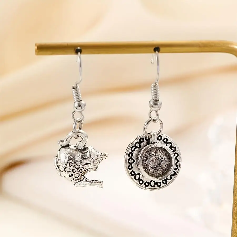1/5/10/20/50/100pcs [Retro Cute | Teapot Earrings] Retro Cute 1 Pair Teapot & Coffee Cup Pendant Earrings | Women's Hanging Love