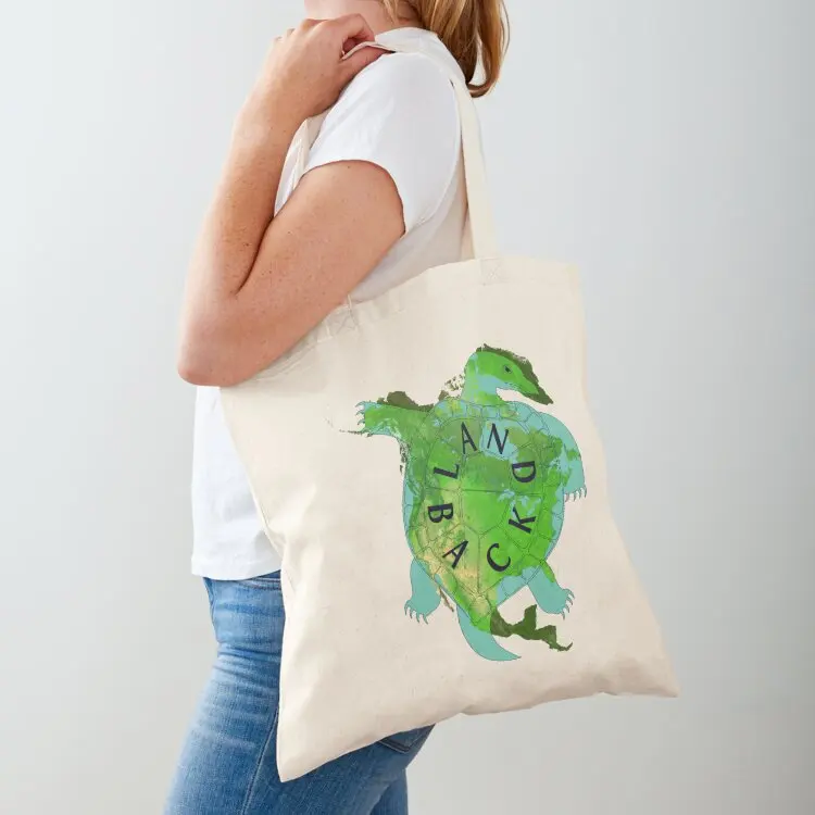 

Solid Land Back Turtle Island Tote Bag foldable reusable bag Customizable tote bag Shopper handbag cloth woman