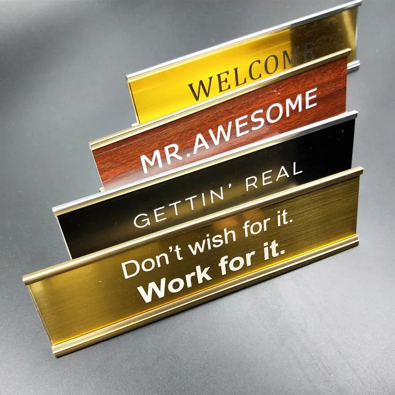 لوحات اسم المكتب الشخصية المجانية الألومنيوم الطباعة مخصص مكتب عمل لوحات اسم مكتب الأعمال مكتب حامل تسجيل 20x6 سنتيمتر #3