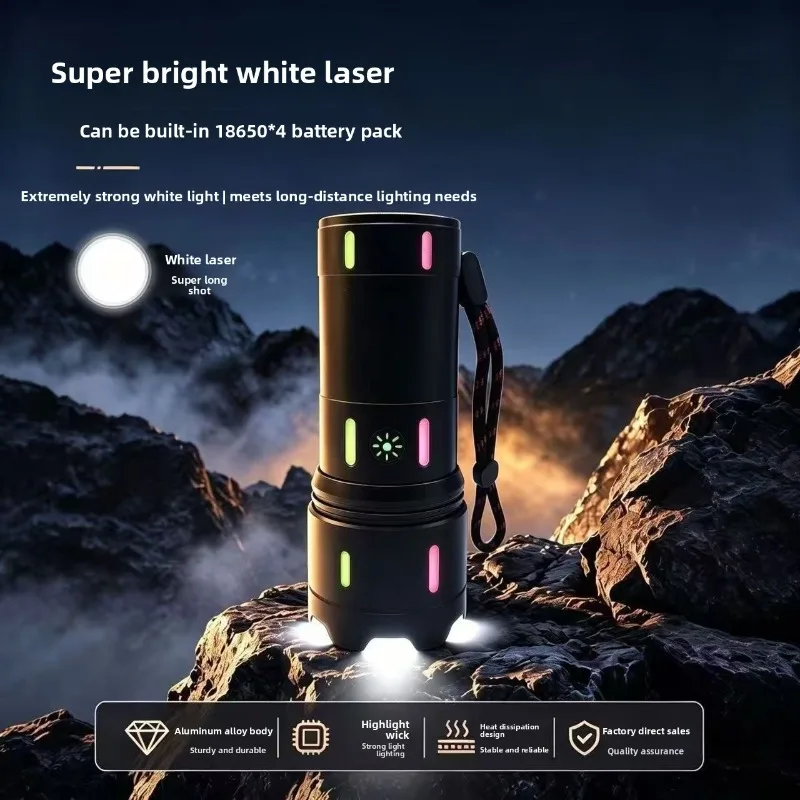 High Brightness Flashlight Protective Long Range Digital Display Type C Rechargeable Portable for Outdoor Night Fishing Camping
