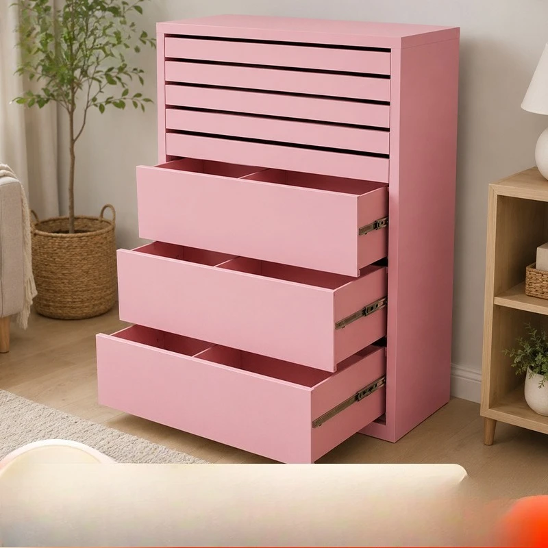 Ustomizable Thickened Pink 8-Drawer Tool Cabinet Hardware Parts Storage Chest for Workshop Factory