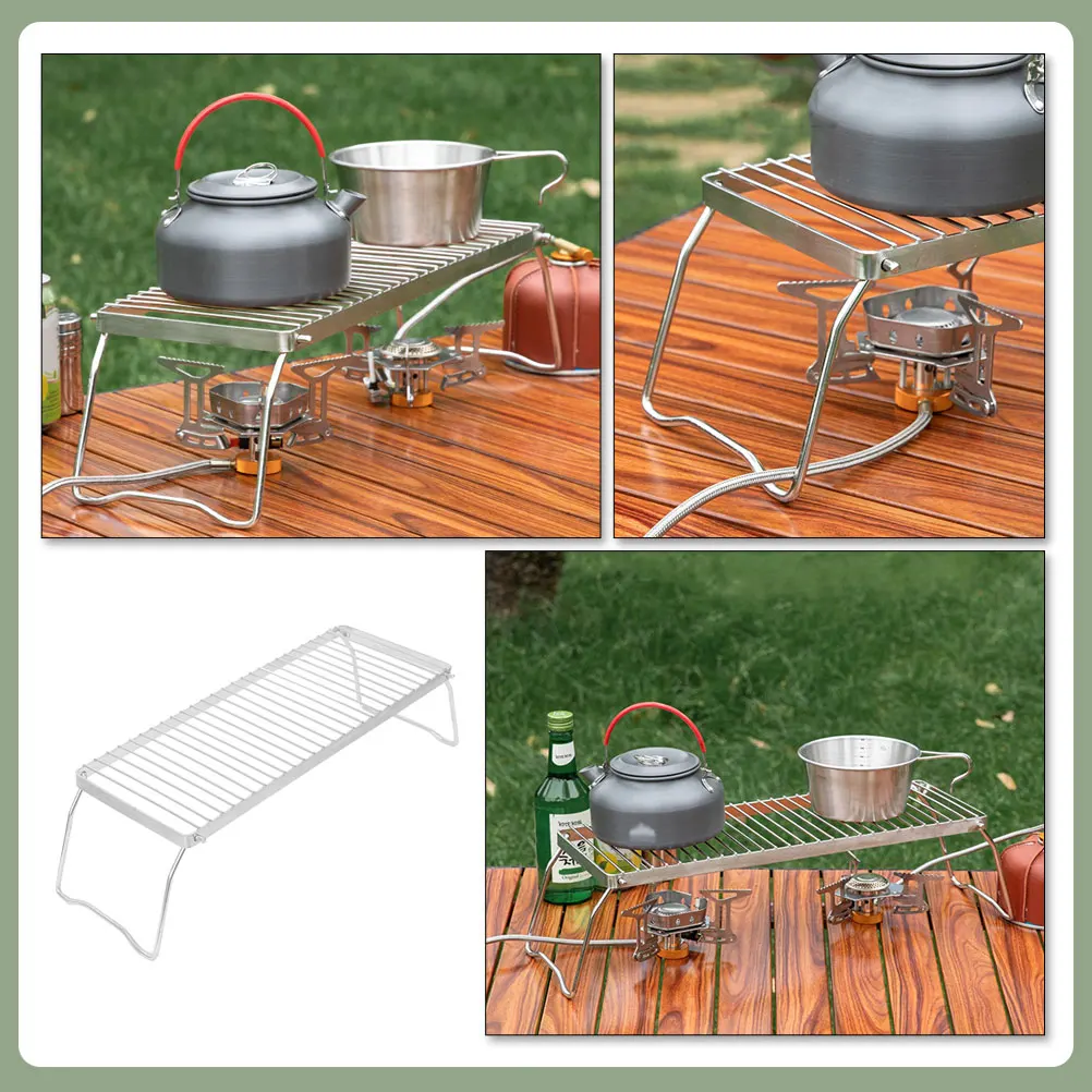 

Sturdy Stainless Steel Barbecue Grill Rack Foldable Outdoor Camping Mini Pot Support Firewood Burning Stand Portable Grill Net