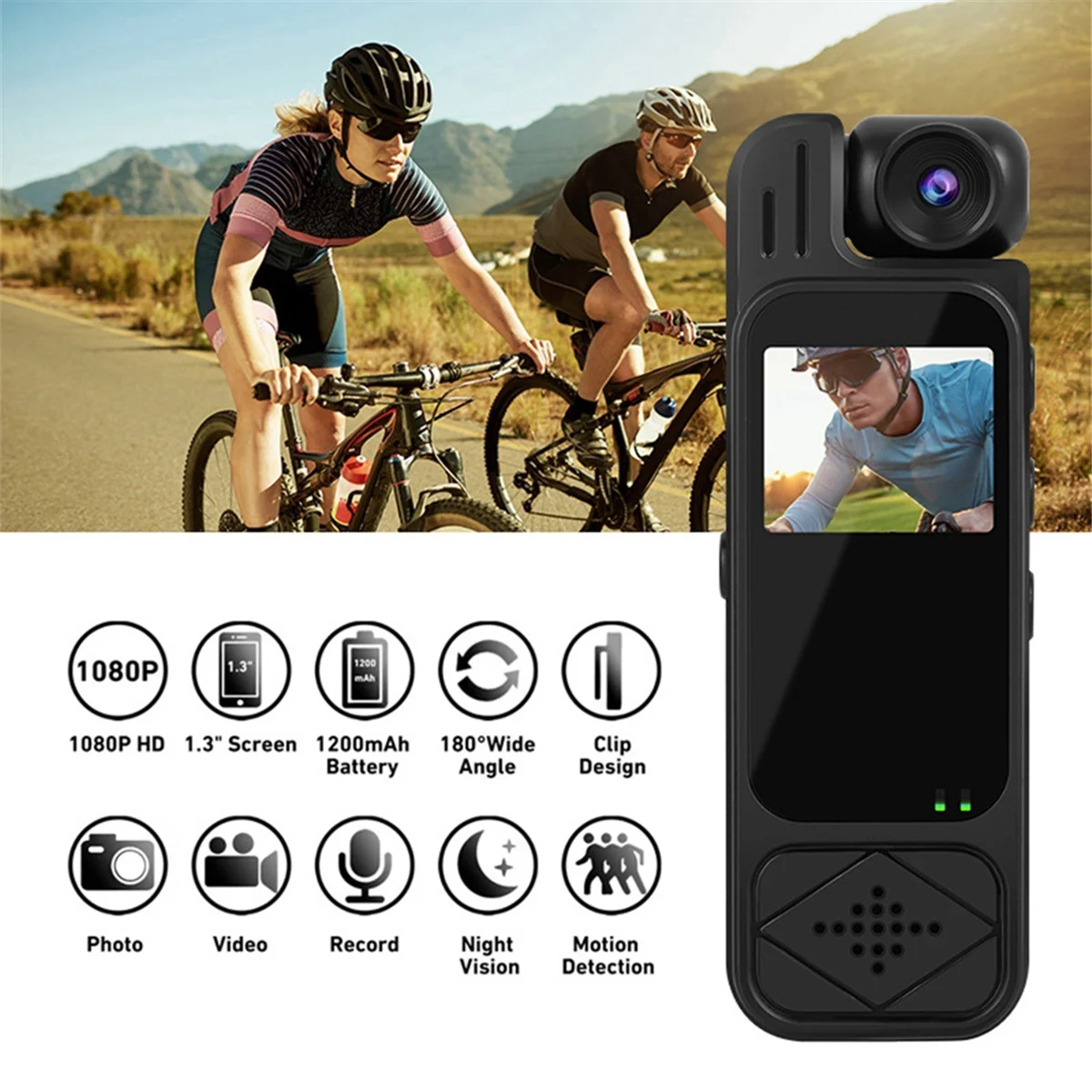 

AT411080P HD Mini Camera Portable Digital Video Recorder Body Camera with Infrared Night Vision Compact Sports DV Camcorder