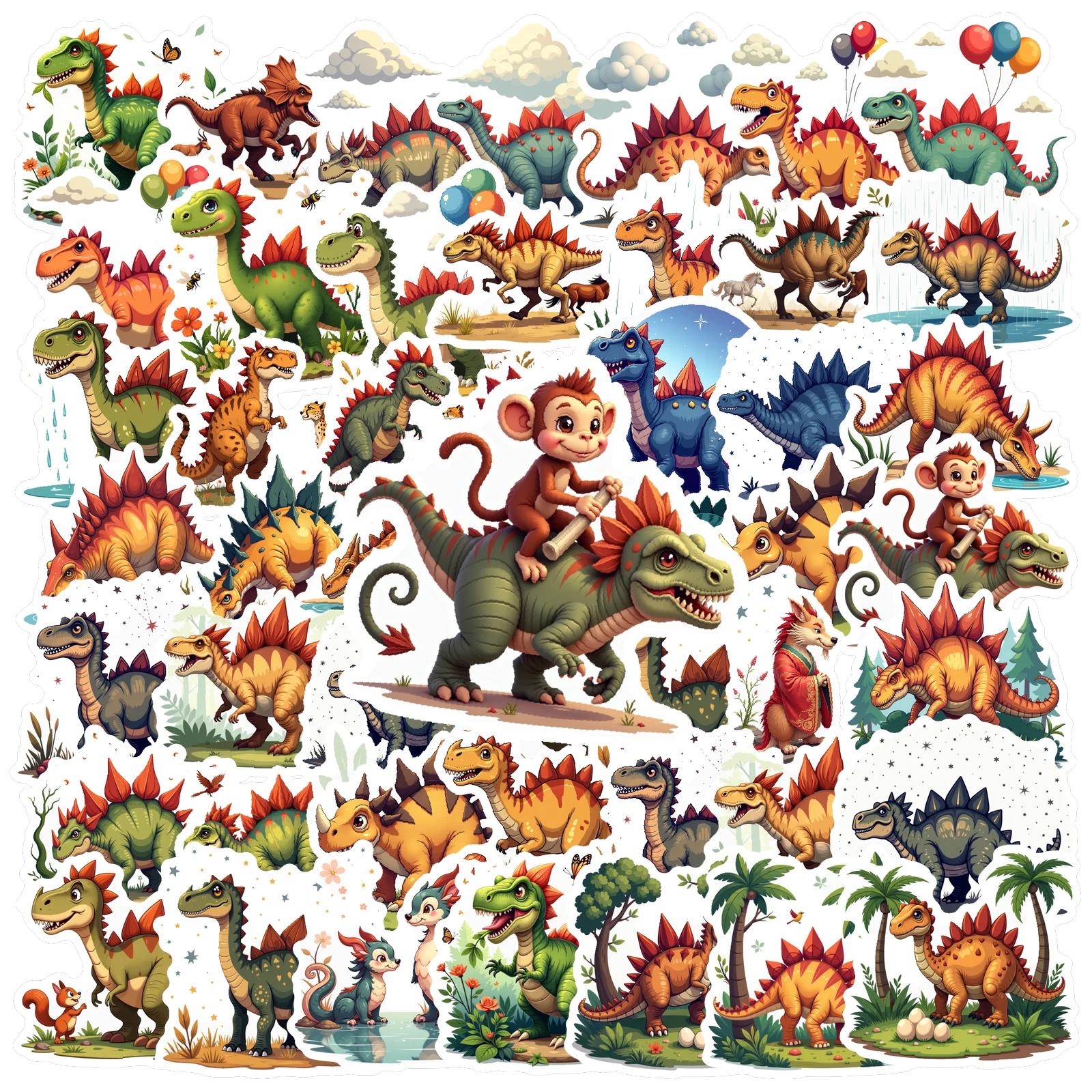 Dynamic   Prehistoric animal   Holiday   50pcs   Lunchbox   Dinosaur stickers   Collectible   Adventure stickers   for Holiday