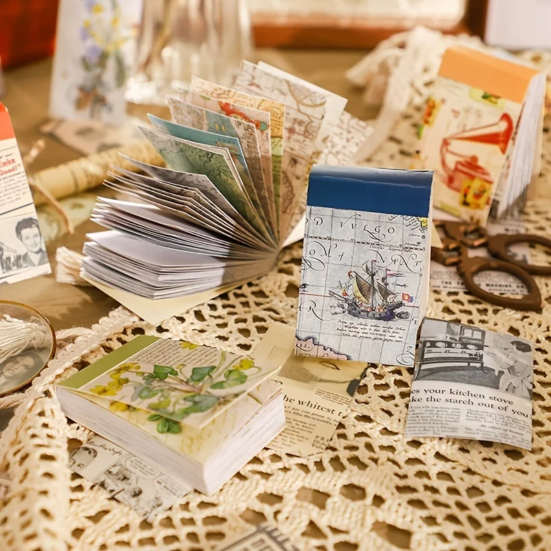 Vintage Washi Stickers Set, Aesthetic Sticker Book for Journaling, Floral Paper Sticker Kit for Sc, 200 Sheets