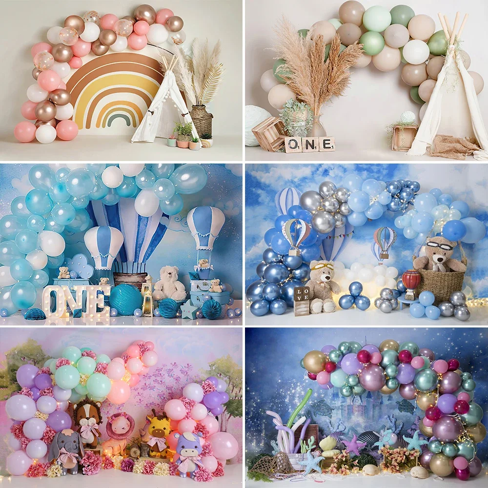 

Photography Background Color Balloons Bohemian Boho Girl Boy 1st Birthday Party Cake Smash Decor Backdrop Photo Studio