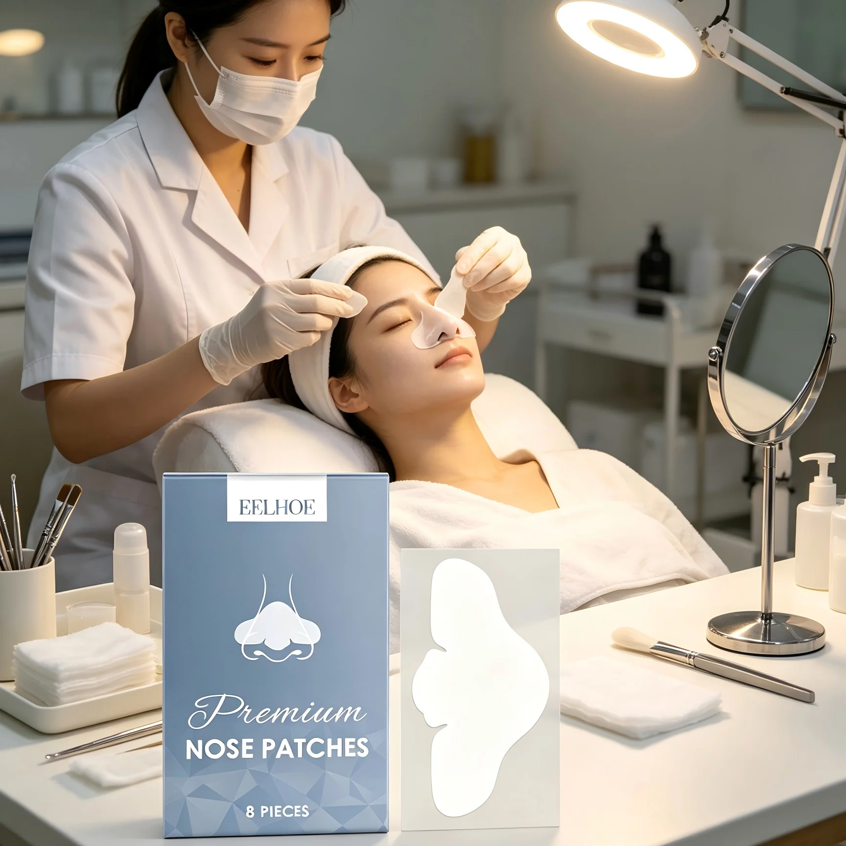 EELHOE Nose Patches Anti Blackhead Remover Pore Cleaning Oil Control Painless Overnight Hydrolyzed Collagen Nose Pore Strips