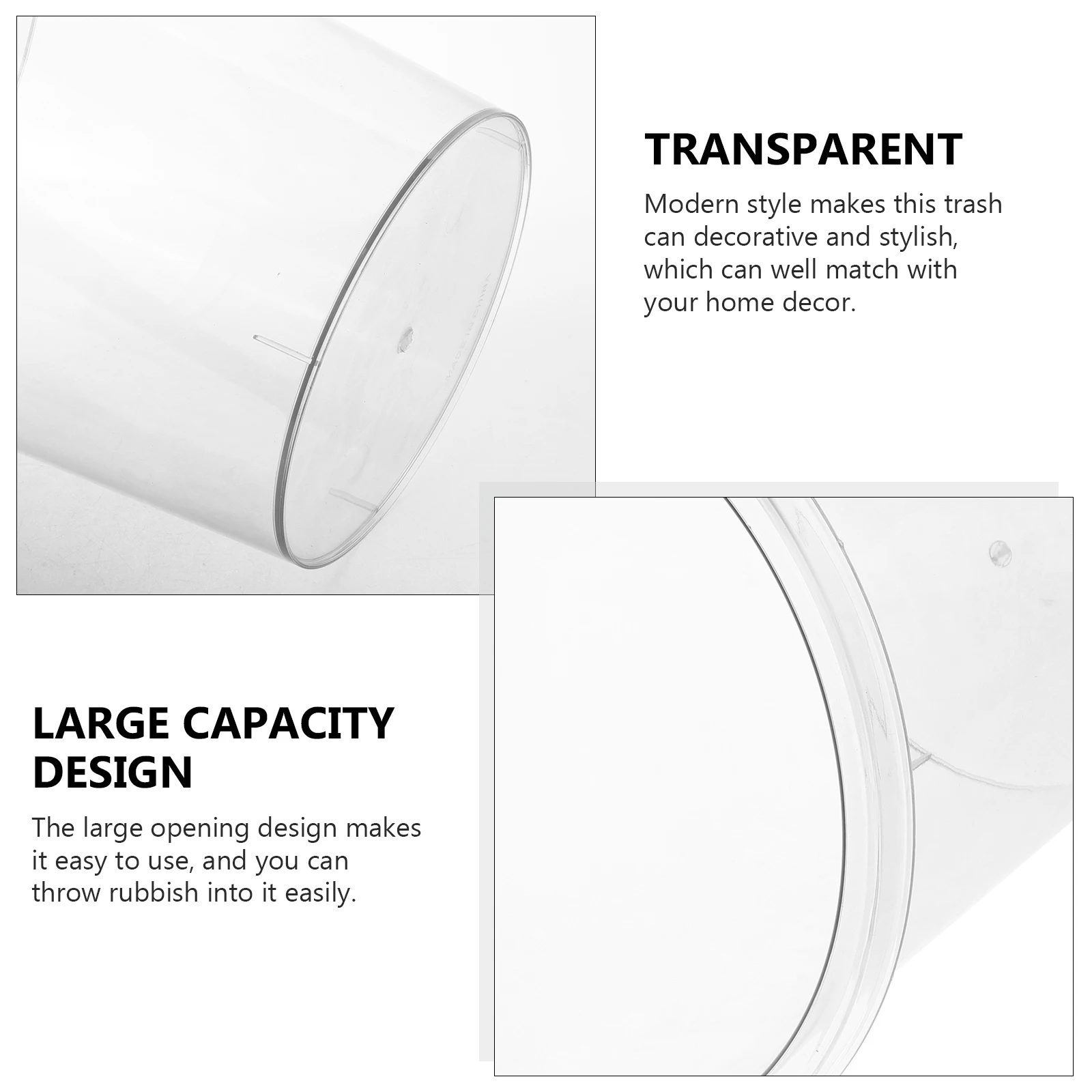 

Large Transparent Rectangular Plastic Trash Can Household Garbage Bin For Bedroom Living Room Kitchen Office Reusable Simple