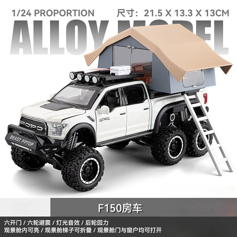 1:24 Ford F150 Raptor Toy Car Diecast Miniature Model Sport Sound & Light Educational Collection Gift For Kids