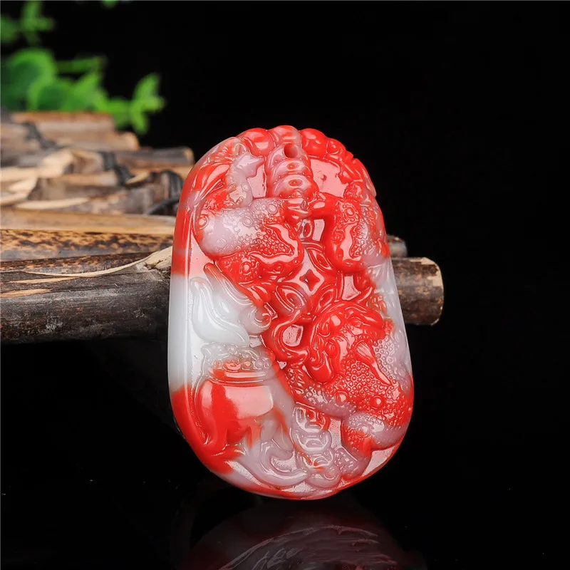 

Natural Hetian Jade Chicken Blood Jade Three-legged Golden Toad Pendant for Men and Women Golden Jade Money Rolling Pendant