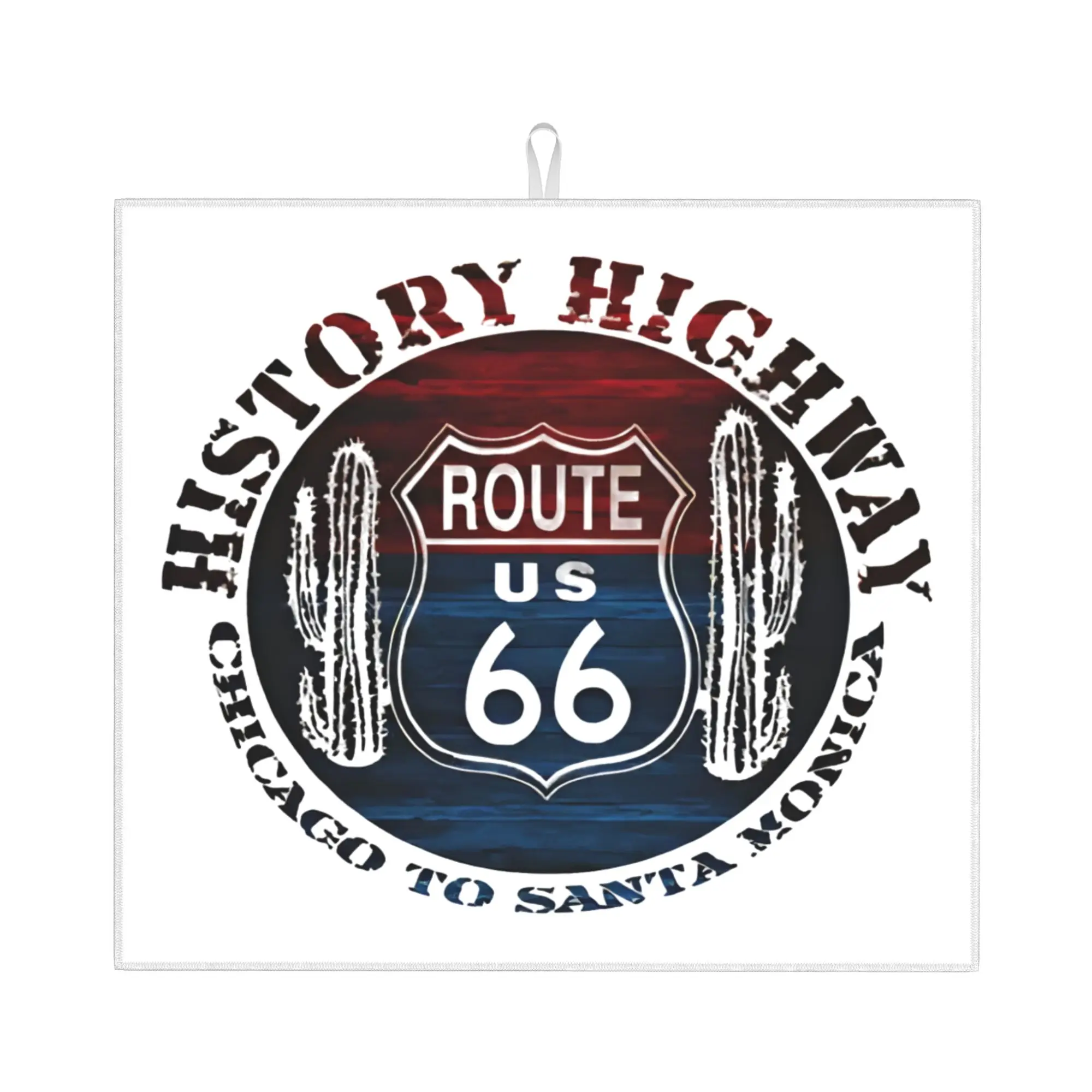 Drying Mat For Kitchen Route 66 Motorcycle Tour Water Absorbent Waterproof Reusable  On Slip Kitchen Counter Protector Mat