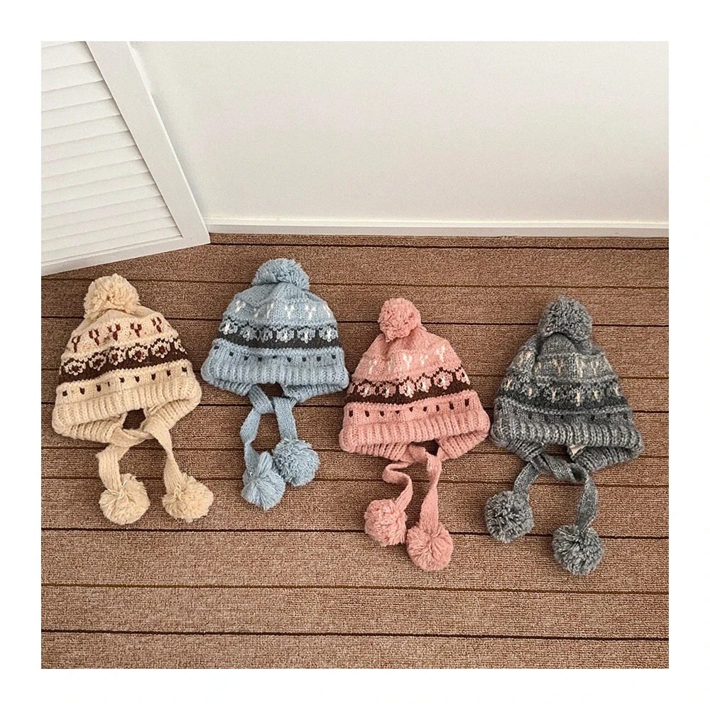 

MILANCEL новая зимняя детская вязаная шапка для детей от 2 до 6 лет, теплая утолщенная шапка с защитой ушей для маленьких девочек, милая корейская детская шапка