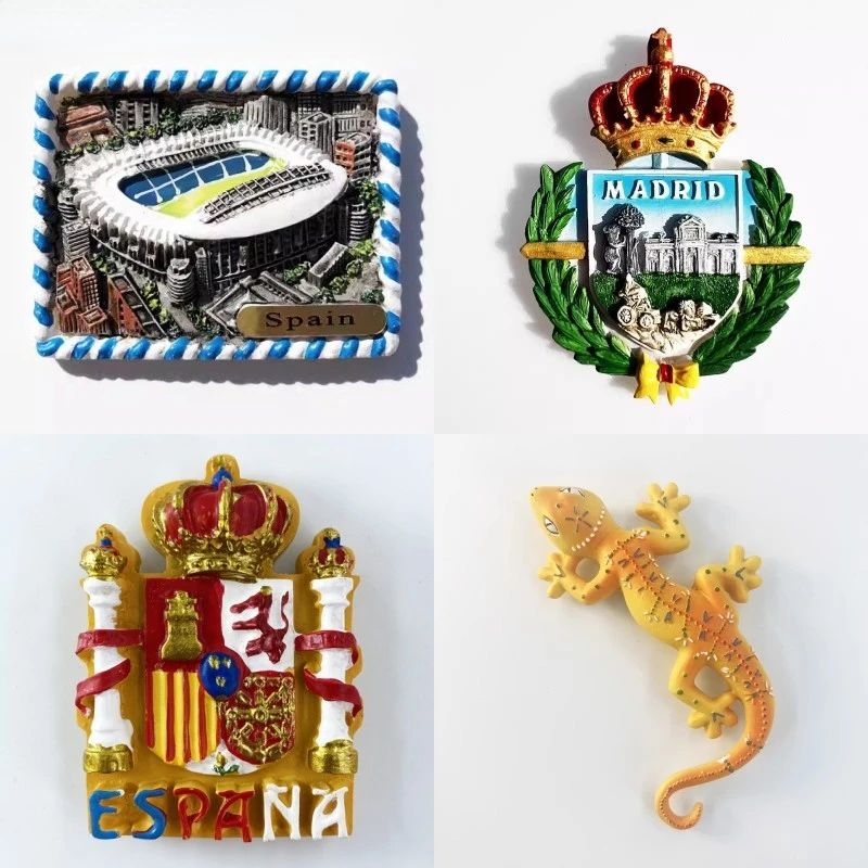 Pegatinas para nevera de España, emblema nacional, corona, lagarto, estadio de Bernabeu, Burgos, Tenerife, recuerdos de viaje, regalos, imanes para nevera