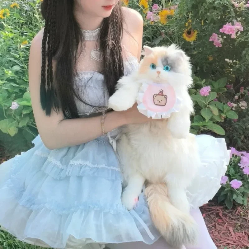 2026 Mochila de pelúcia realista de gato Calico – Bolsa de animal de pelúcia realista, presente de boneca colecionável fofa para amantes de gatos