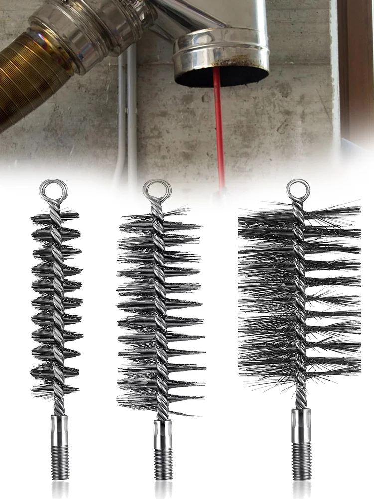 3PCS Furnace Pipe Wire Brush Boiler Brush Chimney Brush 30/50/80 Mm Rotary Brush Pipe Brush Fireplace Inner Wall Cleaning Tools