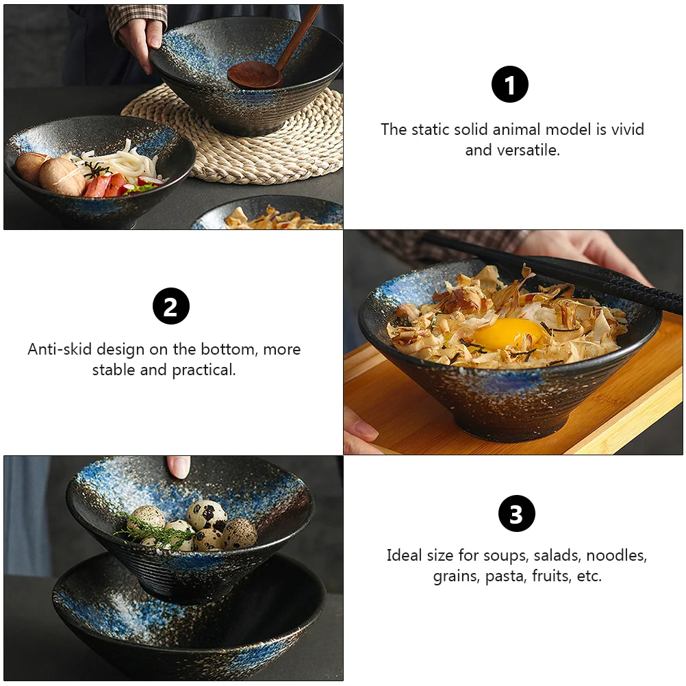 

Food Serving Bowl Ceramic Chicken Japanese Ramen Noodle Restaurant Bamboo Style Tableware